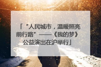 “人民城市，温暖照亮前行路”——《我的梦》公益演出在沪举行