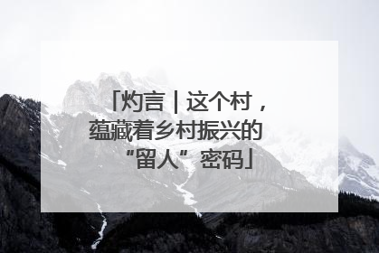 灼言｜这个村，蕴藏着乡村振兴的“留人”密码