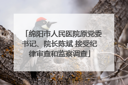 绵阳市人民医院原党委书记、院长陈斌 接受纪律审查和监察调查