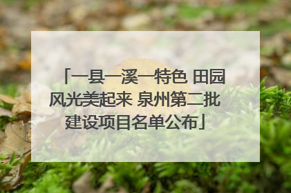 一县一溪一特色 田园风光美起来 泉州第二批建设项目名单公布