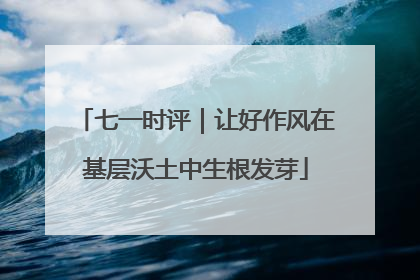 七一时评｜让好作风在基层沃土中生根发芽