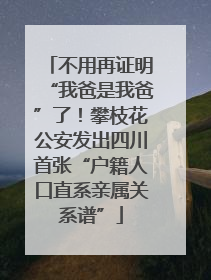 不用再证明“我爸是我爸”了！攀枝花公安发出四川首张“户籍人口直系亲属关系谱”