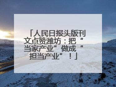 人民日报头版刊文点赞潍坊：把“当家产业”做成“担当产业”！
