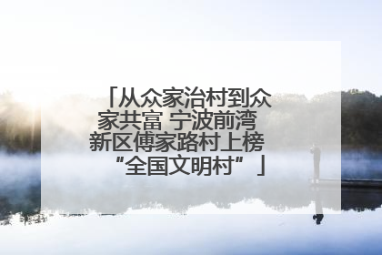 从众家治村到众家共富 宁波前湾新区傅家路村上榜“全国文明村”