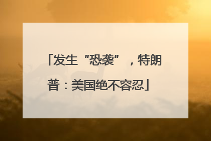 发生“恐袭”，特朗普：美国绝不容忍