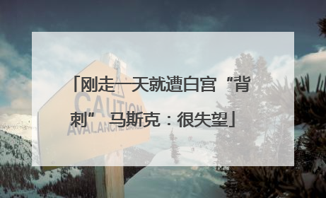 刚走一天就遭白宫“背刺” 马斯克：很失望