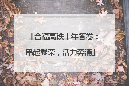 合福高铁十年答卷：串起繁荣，活力奔涌