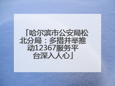 哈尔滨市公安局松北分局：多措并举推动12367服务平台深入人心