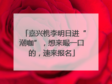 嘉兴槜李明日进“潮咖”，想来嘬一口的，速来报名