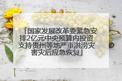 国家发展改革委紧急安排2亿元中央预算内投资支持贵州等地严重洪涝灾害灾后应急恢复