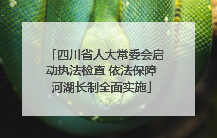 四川省人大常委会启动执法检查 依法保障河湖长制全面实施