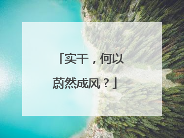 实干，何以蔚然成风？