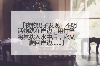 夜钓男子发现一不明活物趴在岸边，用竹竿将其拨入水中后，它又爬回岸边……