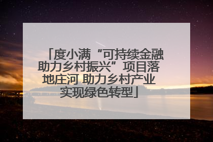 度小满“可持续金融助力乡村振兴”项目落地庄河 助力乡村产业实现绿色转型