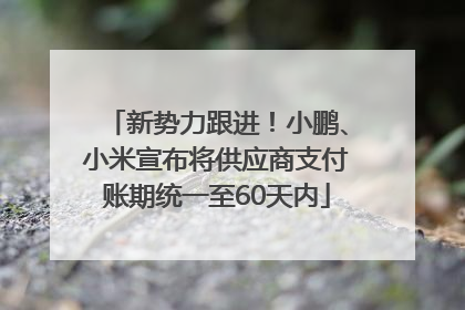新势力跟进！小鹏、小米宣布将供应商支付账期统一至60天内