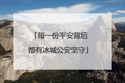 每一份平安背后 都有冰城公安坚守
