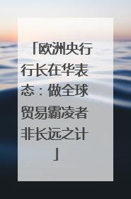 欧洲央行行长在华表态：做全球贸易霸凌者非长远之计