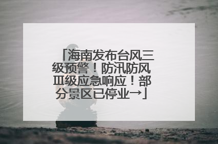 海南发布台风三级预警！防汛防风Ⅲ级应急响应！部分景区已停业→