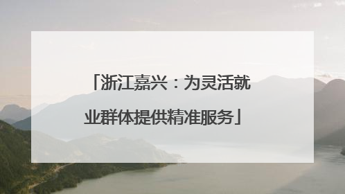 浙江嘉兴：为灵活就业群体提供精准服务
