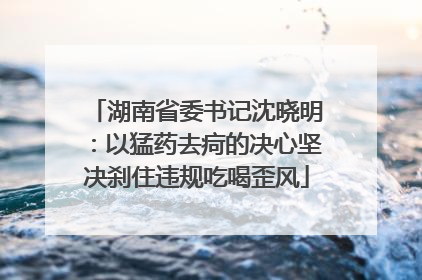 湖南省委书记沈晓明：以猛药去疴的决心坚决刹住违规吃喝歪风