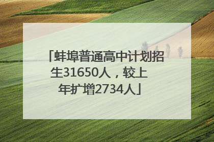 蚌埠普通高中计划招生31650人，较上年扩增2734人