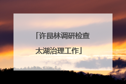 许昆林调研检查太湖治理工作
