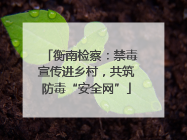 衡南检察：禁毒宣传进乡村，共筑防毒“安全网”