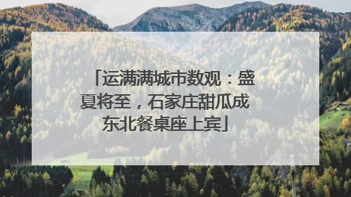运满满城市数观：盛夏将至，石家庄甜瓜成东北餐桌座上宾