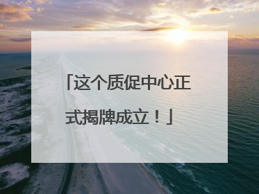 这个质促中心正式揭牌成立！
