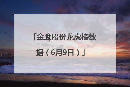 金鹰股份龙虎榜数据（6月9日）
