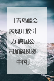 青岛峰会展现开放引力 跨国公司加码投资中国