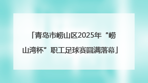 青岛市崂山区2025年“崂山湾杯”职工足球赛圆满落幕