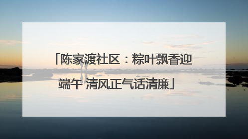 陈家渡社区：粽叶飘香迎端午 清风正气话清廉