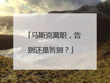 马斯克离职，告别还是暂别？