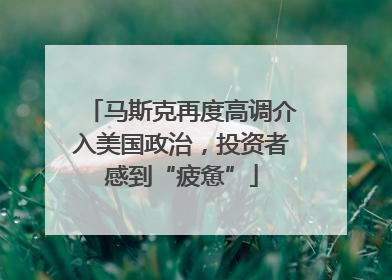 马斯克再度高调介入美国政治，投资者感到“疲惫”