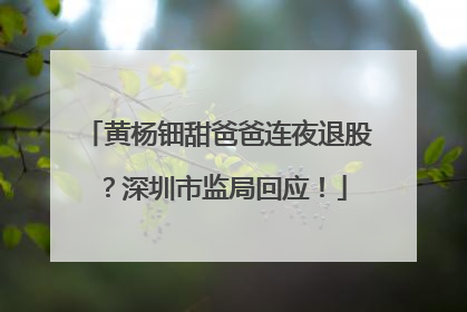 黄杨钿甜爸爸连夜退股？深圳市监局回应！