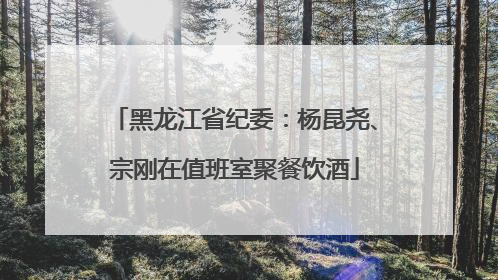 黑龙江省纪委：杨昆尧、宗刚在值班室聚餐饮酒