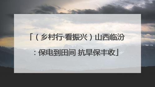 （乡村行·看振兴）山西临汾：保电到田间 抗旱保丰收