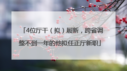 4位厅干（拟）履新，跨省调整不到一年的他拟任正厅新职