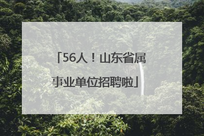 56人！山东省属事业单位招聘啦