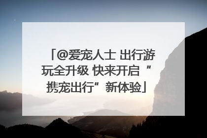 @爱宠人士 出行游玩全升级 快来开启“携宠出行”新体验